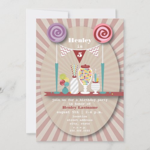 Candy Buffet Birthday Party Invitation