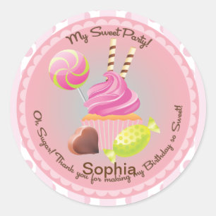 Candy Buffet Girl's Party Favor  Birthday Sticker
