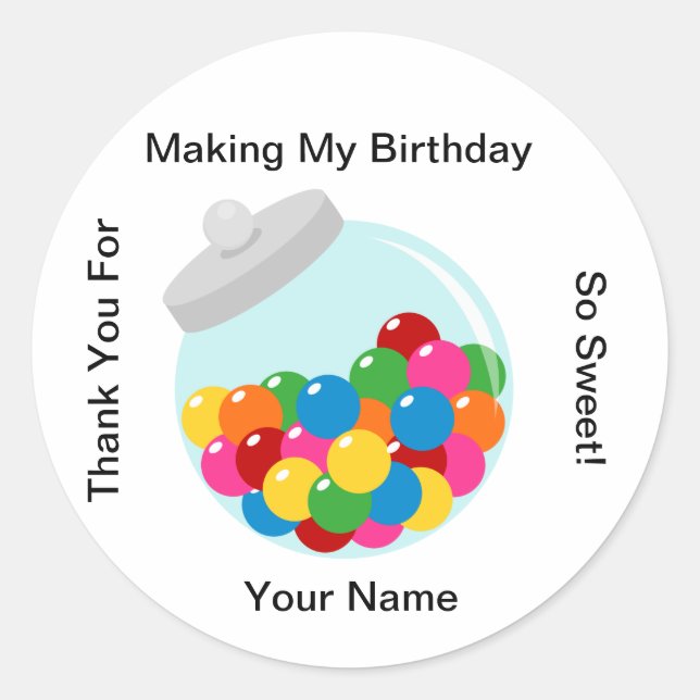 Candy Buffet Gumball Jar Sticker (Front)