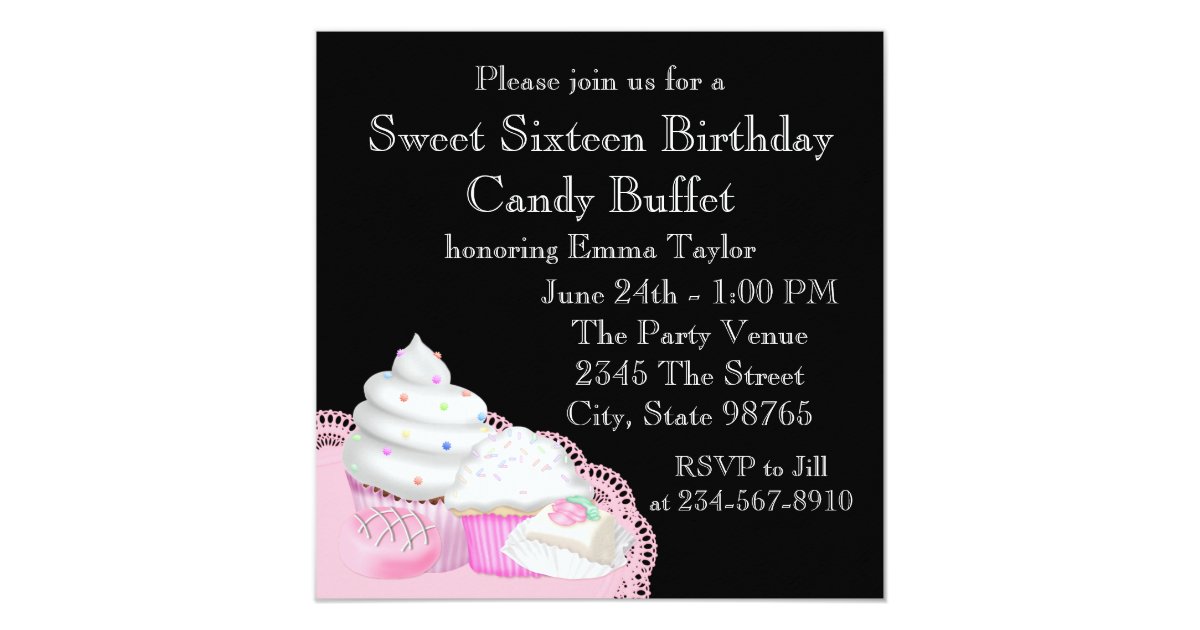 Candy Buffet Party Invitation Template | Zazzle