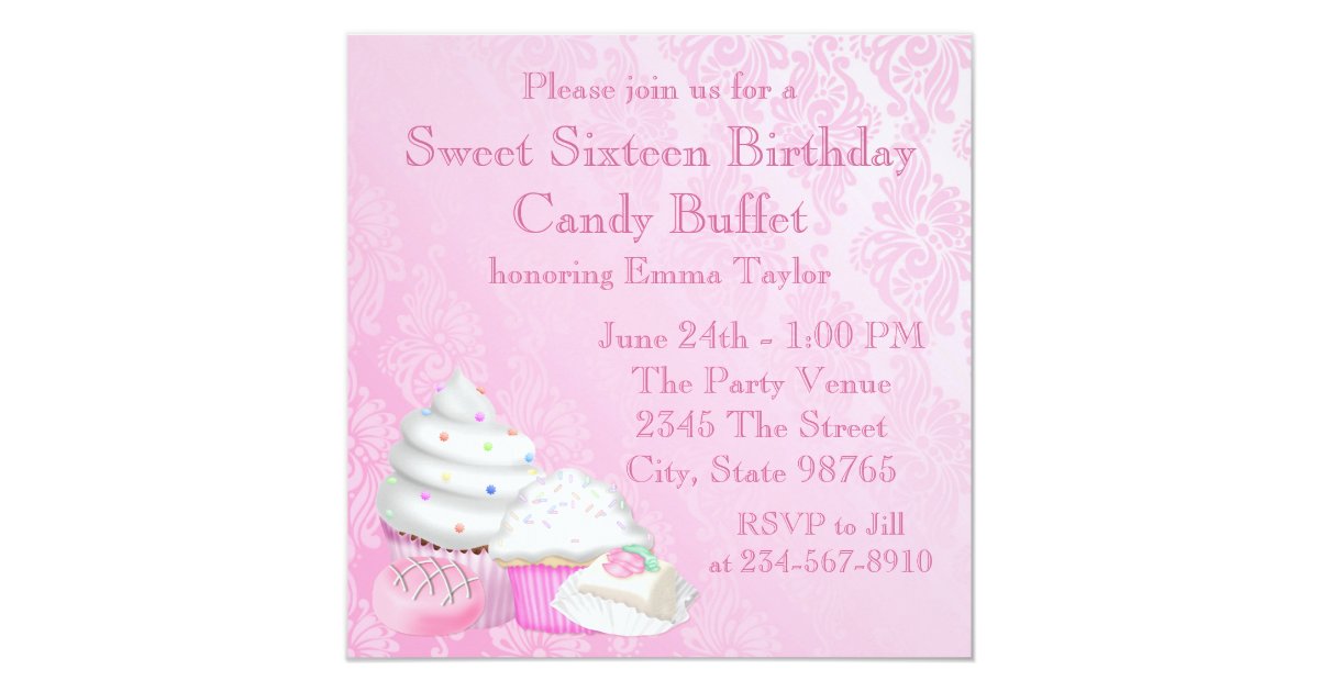 Candy Buffet Party Invitation Template | Zazzle