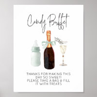 Candy Buffet Sign for Baby Shower Green Sip & See