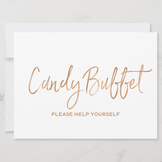 "Candy buffet" Wedding Sign | Stylish Gold Rose Invitation (Front)