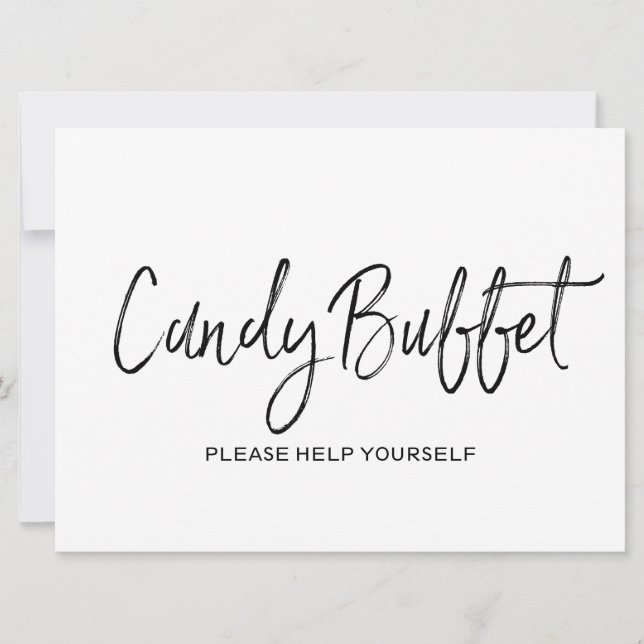 "Candy buffet" Wedding Sign | Stylish Lettered Invitation (Front)