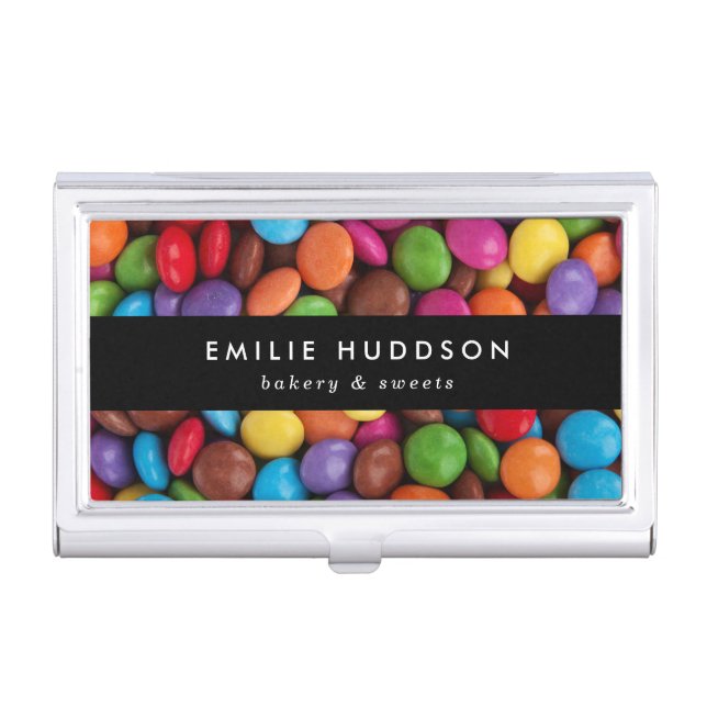 Candy Buttons, Sweets, Cake Shop, Pastry Shop Business Card Case (Front)