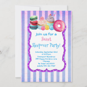 Candy Cake And Pastry Sweet Sleepover Party Invite