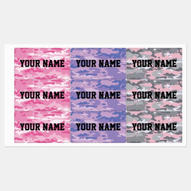 Candy Camo Large Rectangle Labels (Sheet)