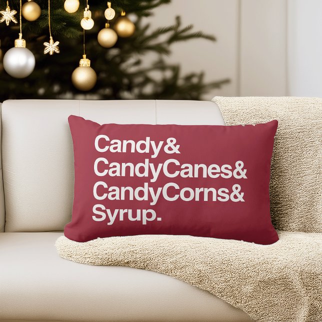 Candy & Candy Canes & Candy Corns & Syrup | Red Lumbar Pillow (Creator Uploaded)