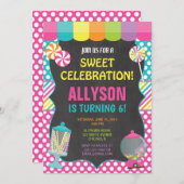 Candy candyland rainbow birthday party girl invitation (Front/Back)