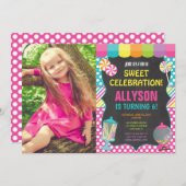 Candy candyland rainbow birthday party photo invitation (Front/Back)