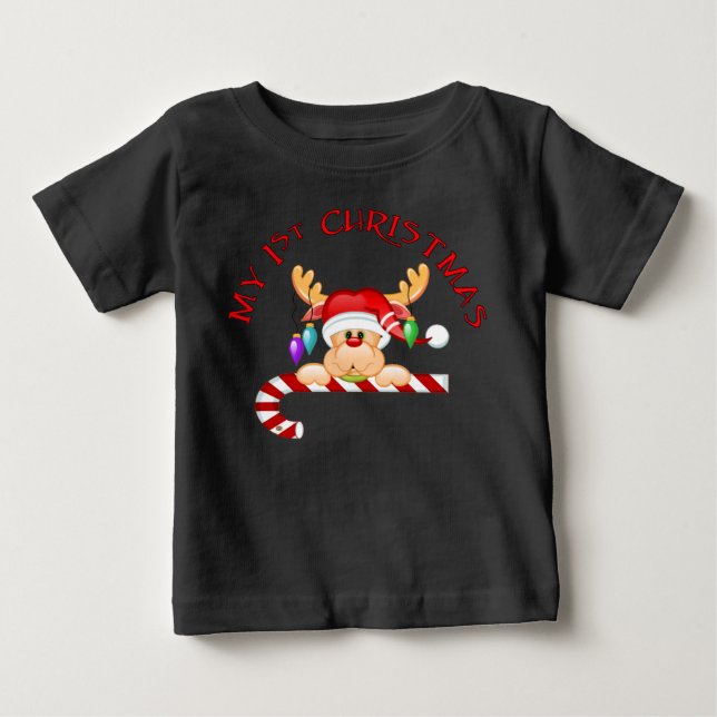 Candy Cane 1st Christmas Baby T-Shirt (Front)