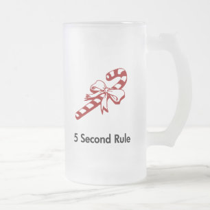 Candy Cane 5 Second Rule Frosted Glass Beer Mug