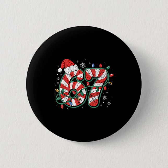 Candy Cane 67 Funny Christmas 67 Six Seven Candy C Button (Front)