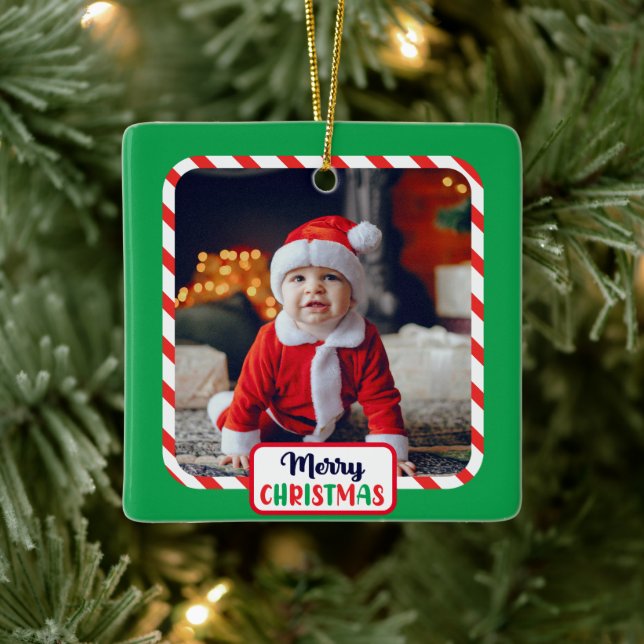 Candy cane (add your photos)  ceramic ornament (Tree)