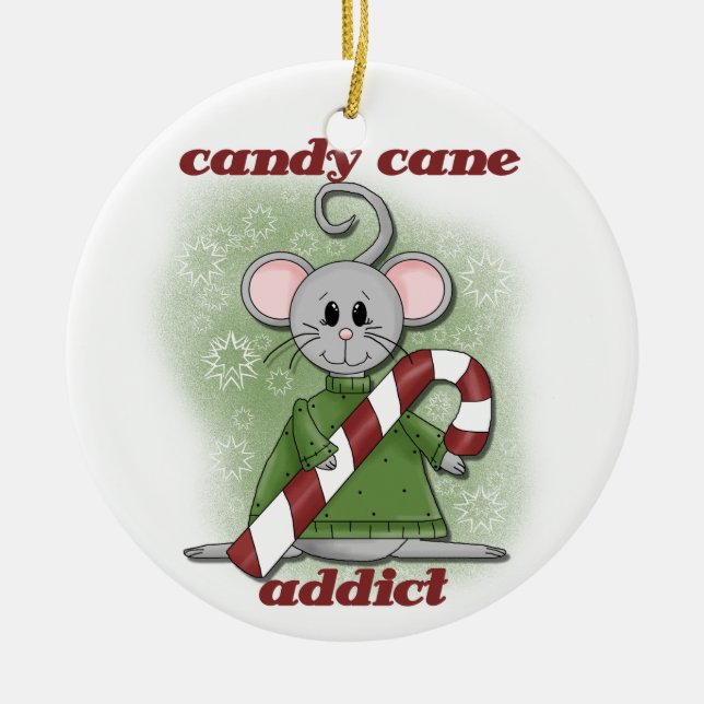 Candy Cane Addict Christmas Keepsake Ornament (Front)