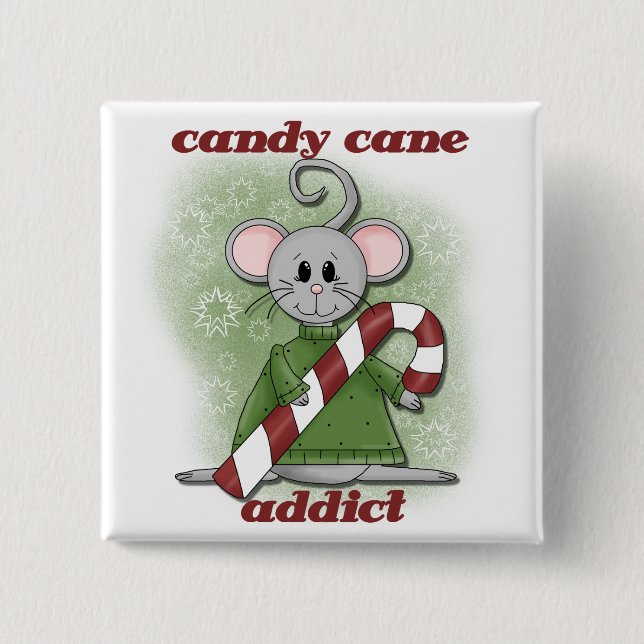 Candy Cane Addict Tshirts and Gifts Button (Front)
