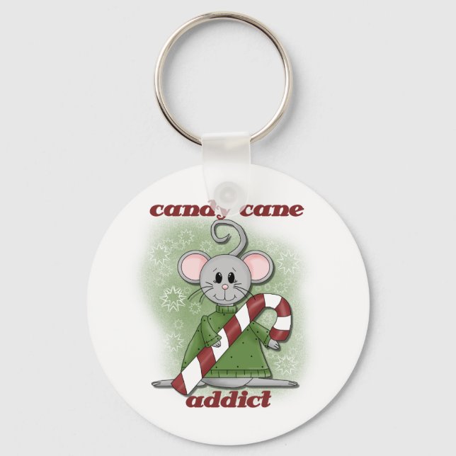 Candy Cane Addict Tshirts and Gifts Keychain (Front)