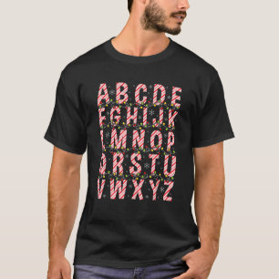 Candy Cane Alphabet Christmas Lights Teacher Schoo T-Shirt