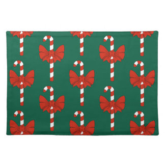 Candy Cane and Bow Cloth Placemat