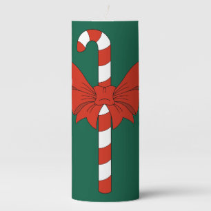 Candy Cane and Bow Pillar Candle