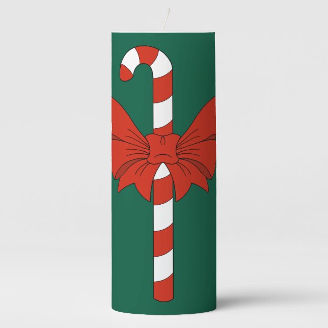 Candy Cane and Bow Pillar Candle (Front)