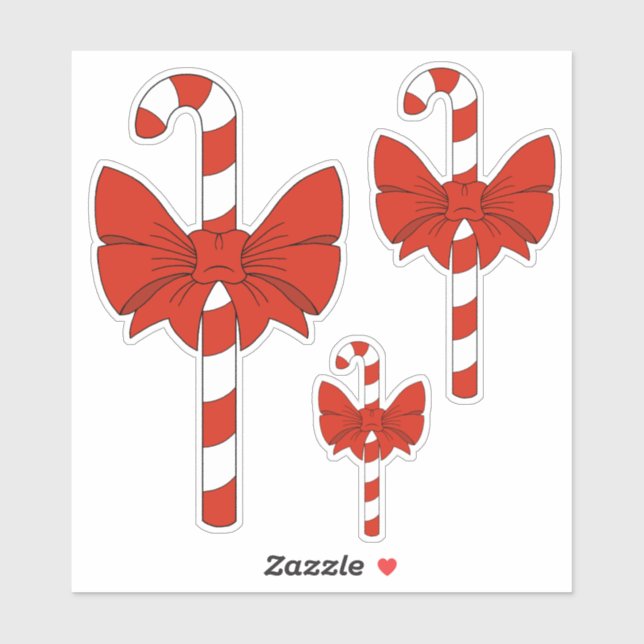 Candy Cane and Bow Sticker (Sheet)
