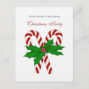 Candy Cane and Holly Party Invitations