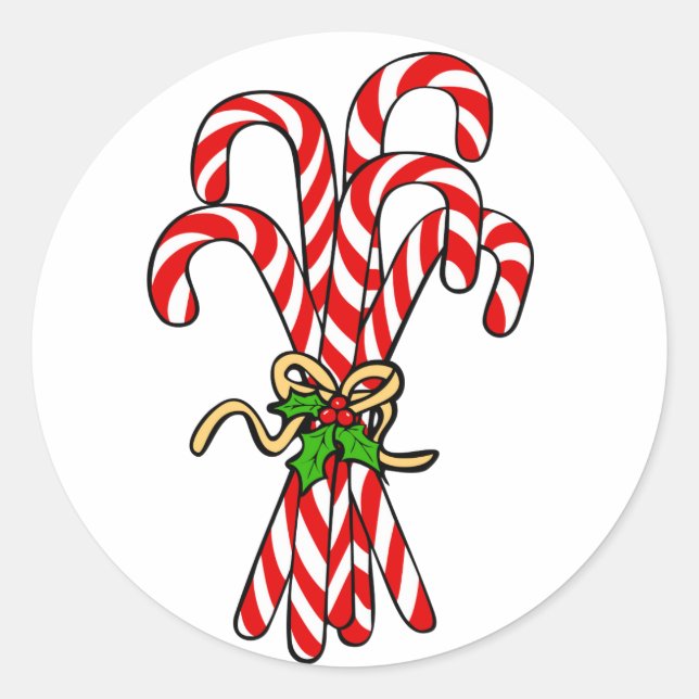 Candy Cane and Holly Sticker (Front)