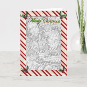 Candy Cane and Holly Template Card