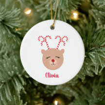 Candy Cane Antler Reindeer Christmas Ornament