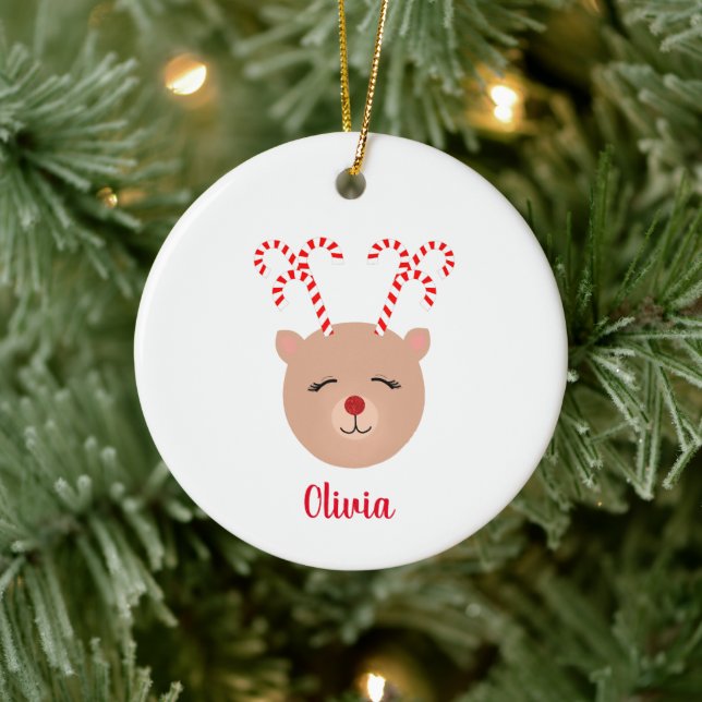 Candy Cane Antler Reindeer Christmas Ornament (Tree)