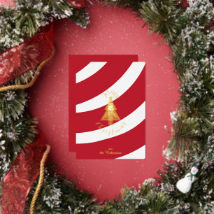 Candy Cane Art Deco Merry Christmas Tree Foil Holiday Card