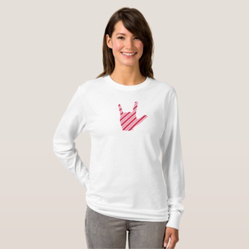 Candy Cane ASL I Love You T_Shirt or Pajama Top