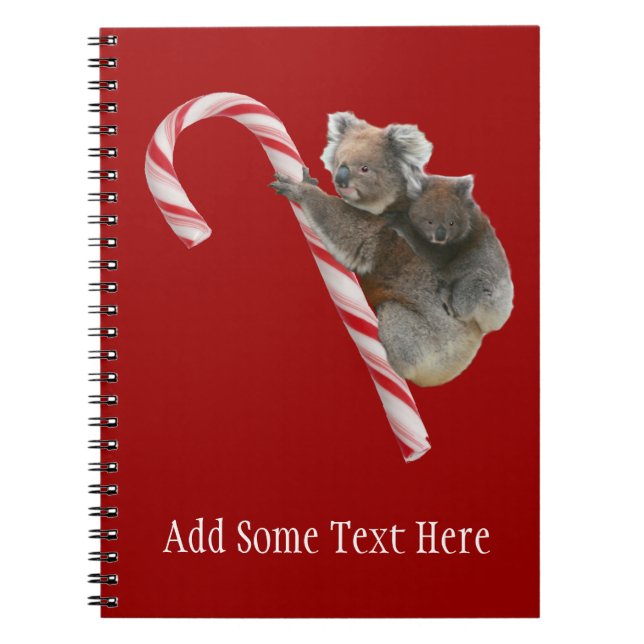 Candy Cane Australian Koala Bears Notebook (Front)