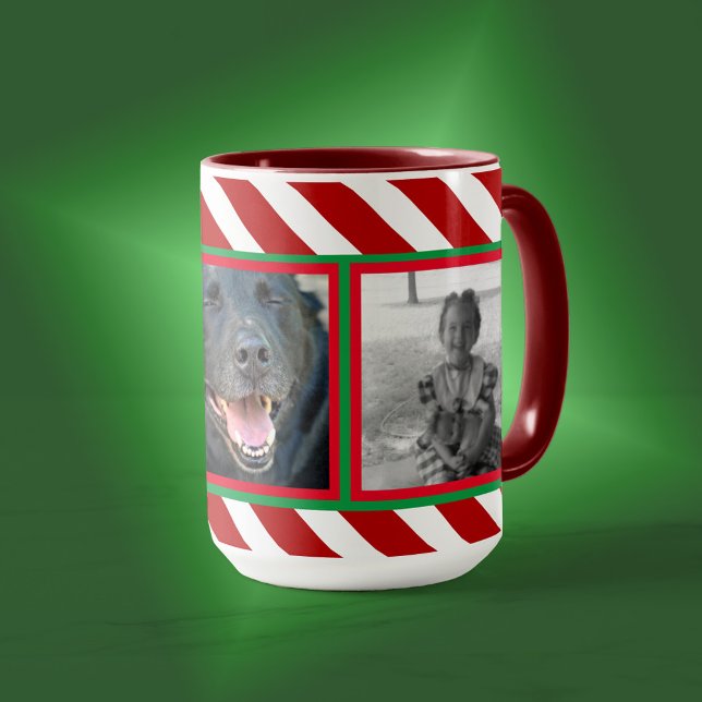 Candy Cane Basics Red/White 3-Photo  Mug (Creator Uploaded)