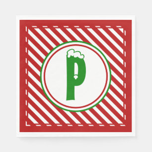 Candy Cane Basics Red/White Monogram Napkins
