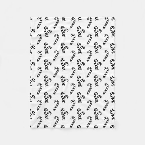 Candy Cane Black and White Pattern Fleece Blanket