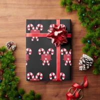 Candy Cane Black Christmas Wrapping Paper