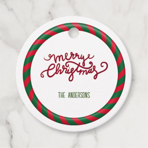 Candy Cane Boarder Christmas Circle Gift Tag