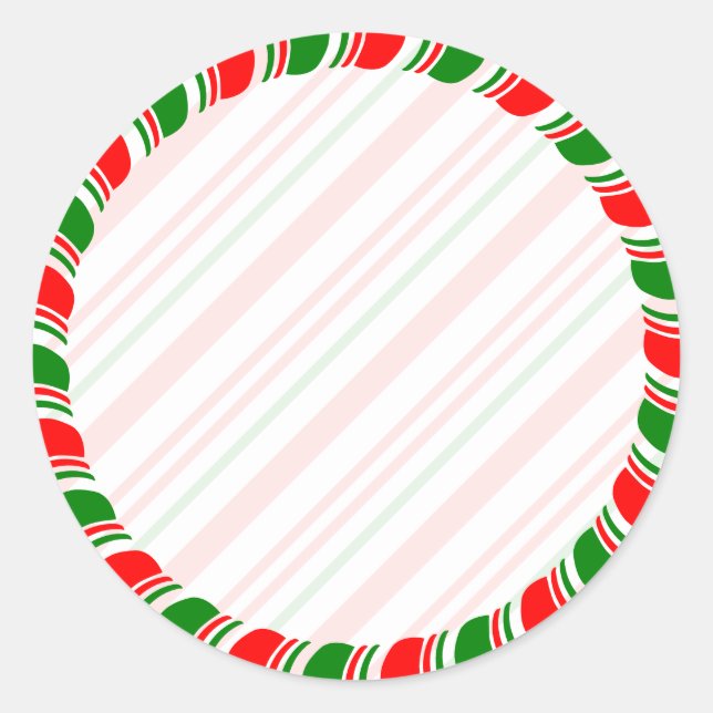 Candy Cane Border Christmas Blank Custom  Classic Round Sticker (Front)