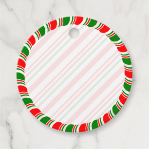 Candy Cane Border Christmas Blank Custom Favor Tags