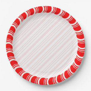 Candy Cane Border Christmas Blank Custom  Paper Plates