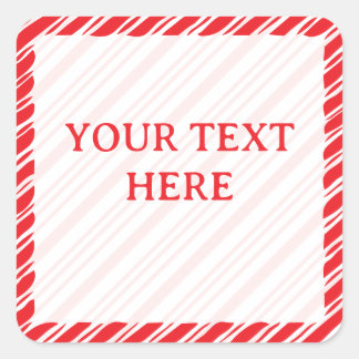Candy Cane Border Christmas Decor Custom Text Square Sticker