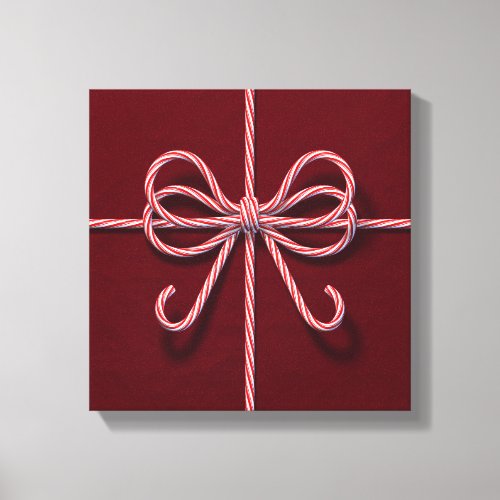 Candy Cane Bow Canvas
