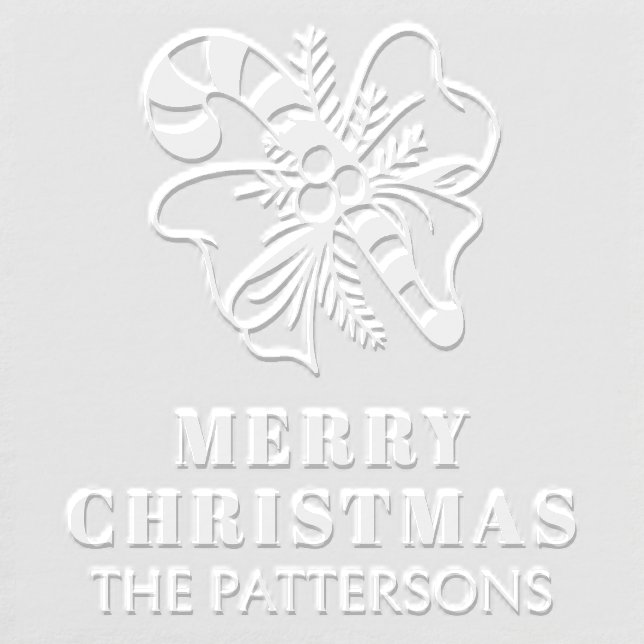 Candy Cane Bow Merry Christmas Personalized Name Embosser (Design)