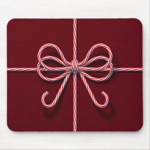 Candy Cane Bow Mouse Pad