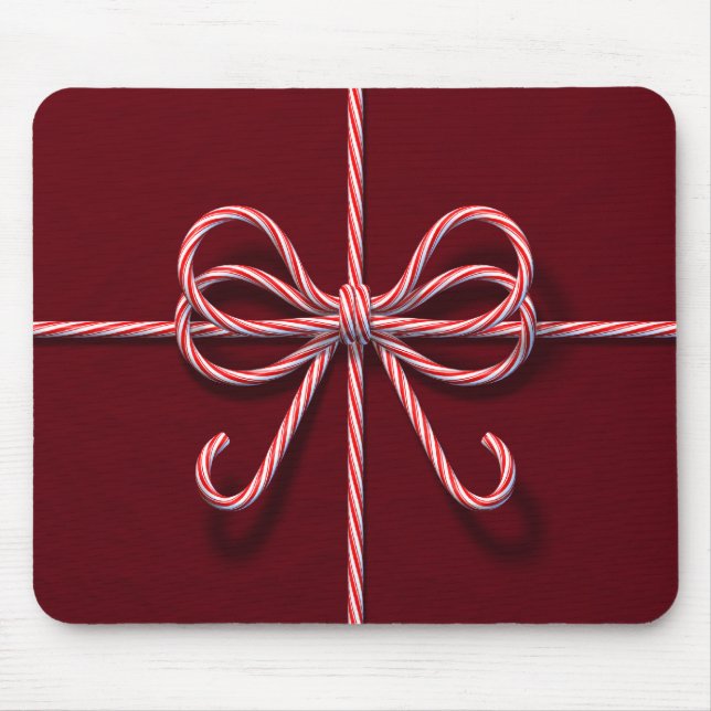 Candy Cane Bow Mouse Pad (Front)