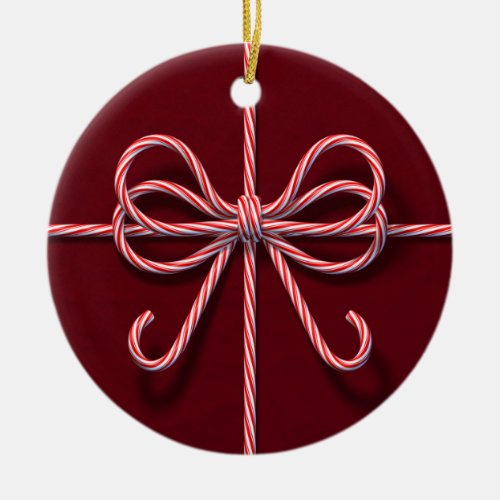 Candy Cane Bow Ornament