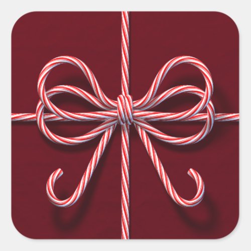 Candy Cane Bow Sticker