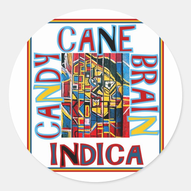 CANDY CANE BRAIN INDICA CLASSIC ROUND STICKER (Front)